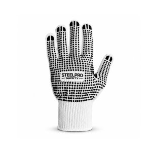 Guante hilo color blanco con puntos de pvc (palma y dorso)